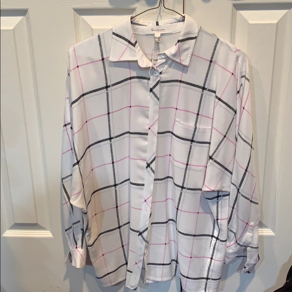White with black and pink stripped Vince Camuto